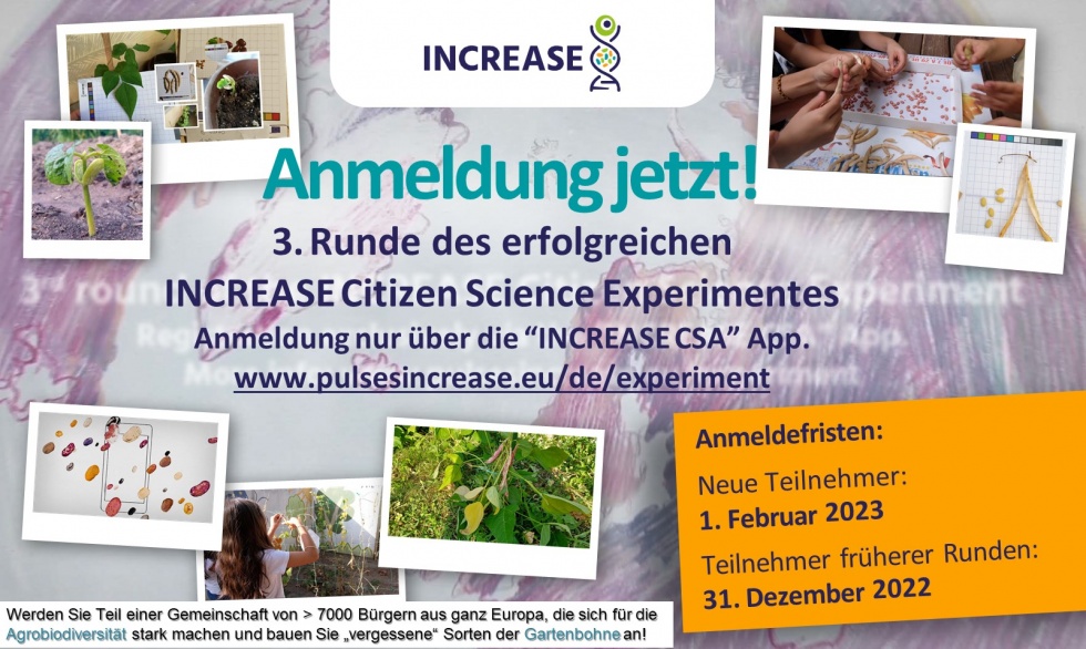 Anmeldung INCREASE Citizen Science Experiment